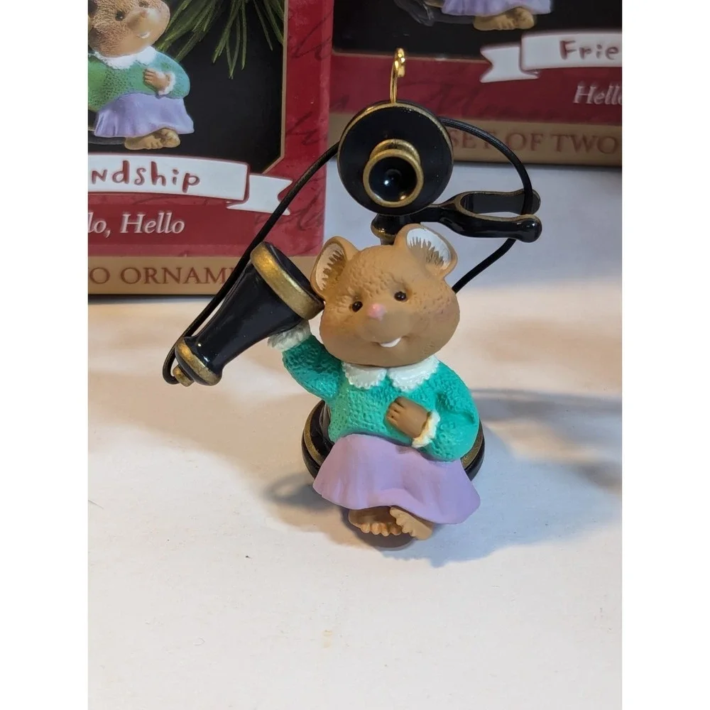 Hallmark Ornament Christmas Friendship Hello Hello 1999 Holiday Set of 2